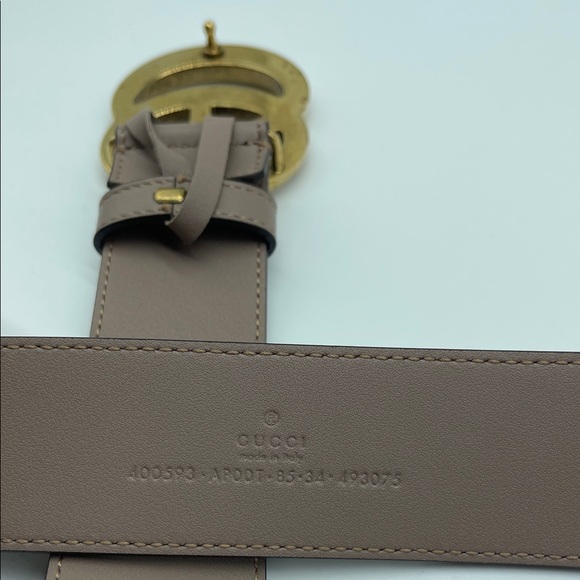 Gucci Tan Leather Belt with Gold GG Buckle - Picture 4 of 5